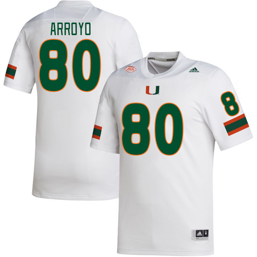 Men #80 Elijah Arroyo Miami Hurricanes College Football Jerseys Stitched-White